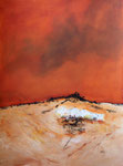 Farm im kargen Land Acryl auf Papier 58x76 cm Kursarb. B. Klimmer 220 Euro ohne R. 