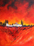 Toskana rot, Acryl auf Aquarellpapier, 56x76 cm ohne Rahmen 150 Euro