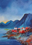 am Fjord, Acryl auf Aquarellpapier, 56x76 cm ohne Rahmen 140 Euro