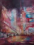 Nacht in der Stadt, Aquarell auf Papier, 31x41 cm 220 € ohne R. 