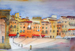 Siena Piazza del Campo, Aquarell 36x51 cm, 160 Euro ohne Rahmen