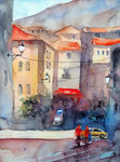 Valdemossa Dorfszene, 30x40 cm, nach einem Gemälde von Alvaro Castagnet, 135 Euro ungerahmt