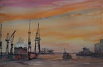 Hafen Hamburg 35x55 cm, Kursarb. B. Klimmer 170 Euro ungerahmt