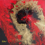 Magie in Gold I, Mischtechnik mit Resin auf Keilr. 40x40x7 cm 160 Euro