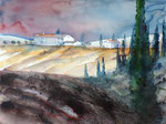 toskanische Landschaft, 45x60 cm, Kursarbeit Bernhard Vogel, 140 Euro ungerahmt