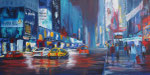 Abendstimmung in der Stadt, Acryl-Collage auf Keilr., 50x100 cm, 350 Euro