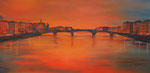 Brücke im Sonnenuntergang, Acryl 50x100 cm, Kursarbeit B. Klimmer, 290 Euro