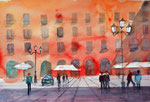 Plaza major, Palma de Mallorca, 36x51 cm, 150 Euro ungerahmt plein air gemalt 