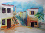 Studie Haus im Süden II, Aquarell 35x50 cm , 150 Euro ohne Rahmen