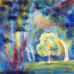 Baum im Licht, Aquarell 50x50 cm, 170 Euro ohne Rahmen