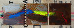 MfG, Ariadne. 3 Metallplatten montiert auf Kaffeesack,  102 x 40, 550 €