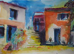 Studie Haus im Süden I , Aquarell 30x40 cm , 130 Euro ohne Rahmen