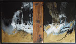 unendliches Wachstum, 2x Farbe und Resin auf Keilr. je 40x50 cm, auf Holzplatte, 420 Euro