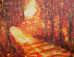 Herbstwald , Acryl auf Holzplatte, 60x80 cm gerahmt weiss 195 Euro