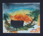 Menschen, die Welt berachtend,Acryl und Resin auf Spiegel 50x60 auf Träger 60x70, € 350