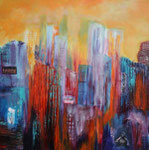 Skyline. Acryl Collage auf Keilrahmen 80x80 cm vergeben