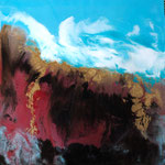 golden glow, Resin und Farbe auf Holz 60x60 c, 260 Euro
