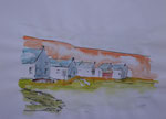Häuser, aquarellisierte Bleistiftskizze auf Papier, 30x40 cm Kursarbeit B. Klimmer 50 Euro