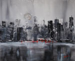 Skyline schwarz-weiss, Acryl auf Keilrahmen, 50x60 cm, 130 Euro