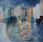 unter der Stadt, Acryl Mischtechnik auf Keilrahmen 40x40x4 cm, 100 Euro