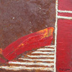 Rot III, Acryl und Rost auf Eisenplatte, 30x30 70 Euro