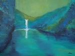Wasserfall Spiegelung, Acryl 60x80 cm, Kursarb. B. Klimmer, 210 Euro