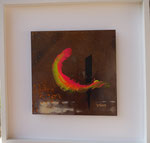 Sommersturm, Acryl auf Metall, 30x30 cm im Rahmen 50x50cm 280 Euro