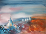 Stupas im Himalaya, 46x61 cm, 230 Euro ohne Rahmen