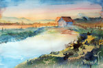 Haus am See, Aquarell Mischtechnik, 55x38 cm, 170 Euro ohne Rahmen