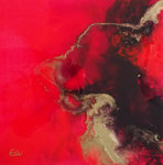 Magie in Gold III, mixed medial mit Resin auf Keilr. 40x40x7 cm, 160 Euro