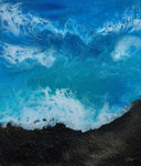 La Palma, Mischtechnik, Lavasand und Resin auf Keilr. 60x80 cm 295 Euro