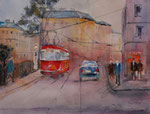 Großstadtverkehr, Aquarell 38x56 cm Kursarbeit Bernd Klimmer 105 Euro unger. 