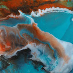 Ocean sundown I, Resin und Acrylfarbe auf Keilrahmen 40x40 cm, 110 Euro