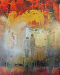 Kunstgenuß mit Kartoffelbrei und Ketchup. Acryl auf Keilrahmen 80x100x4,5. €420