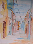 Gasse in Heraklion, Aquarell  31x41, Elvira Walther