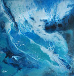 alles fließt, Mischtechnik mit Resin auf Keilr. 50x50cm,Schattenfugenrahmen                             men 260 Euro
