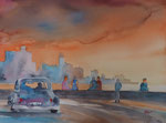 Malecon, Havanna am Abend,  45x61 cm 220 Euro ungerahmt