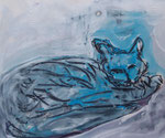 Katze, Mischtechnik auf Papier, 50x42