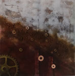 Fluß der Zeit - 100 x 100 - Acryl und Mixed Media auf Leinwand im Schattenfugenrahmen - 500,- Euro