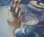 "Café y té" 60x60. Acuarela en  papel Arches
