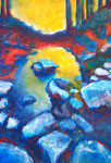 Waldlandschaft, 42 x 59 cm, Acryl auf Papier