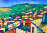 Türkisches Dorf, 40,5 x 30 cm, Acryl auf Papier