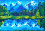 Berglandschaft, 59 x 42 cm, Acryl auf Papier