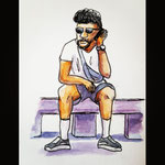Urban Sketching in Madrid - Besucher des Plaza de Santa Ana