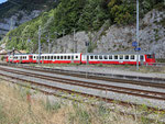 August 2022: Travys Zug im Bahnhof von Vallorbe. (Aufnahme vom Juli 2022.)