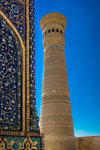 Kalyan Minaret (Great Minaret) is the main symboi of sacred Bukhara. 9 m in diameter at its base, tapering to 6m at the top. Inside the tower is a spiral staircase having 104 steps. Total height of the minaret is 45.6m