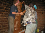 Building up the chimney for the stove
