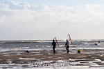 Pêche à la crevette bouquet lors des grandes marées en Normandie (France)