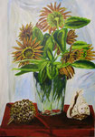 Sonnenblumen mit Muschel und Kürbis   Claudia Rose-Altmeyer