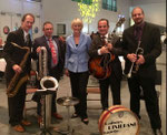 Ladwig's Dixieland Kapelle, Stuttgart 2016 (Daniel Sernatinger, Uwe Ladwig, Gundula Gause, LoBi, Phil Rellstab)